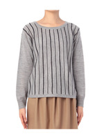 ストライプ柄ニットプルオーバー