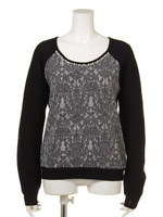 差込起毛レース×畦編みニット