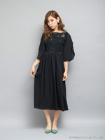 コード刺繍マキシワンピ