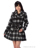 【Tralala】シャギーチェックドレスコート