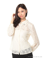 【タイムセール 2/5マデ！】ポイントビジューレースブラウス
