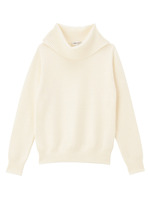 編み地切り替えオフタートルニット