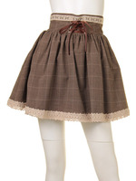 レース＆スピンドル装飾ハイウエストスカート