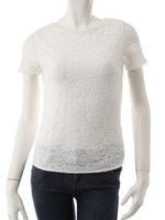 【ECURY】フラワーレース半袖トップス