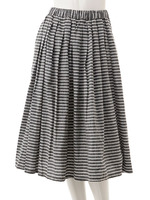 【ECURY】ボーダーフレアミモレスカート