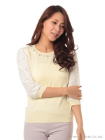 12G袖レースニット7分PO