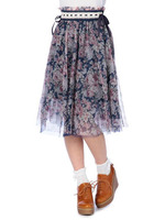 【LIZLISA】☆WEBLIMITED☆メッシュX花柄ミディ丈スカート