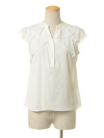 シフォンコンビフリルブラウス