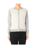 ツイード風切り替えニットカーディガン