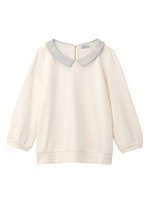 配色襟つき七分袖ポンチカットソー