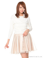 オフタートルニット＋サテンオーガンキャミワンピSET