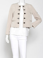 ビジュー付ノーカラージャケット