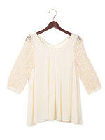 袖オーガンジーレース切替JZ／TOPS