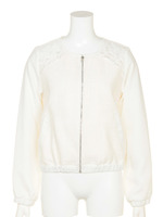 無地×ツイードノーカラーブルゾン