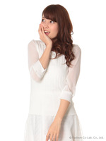 格子柄袖シフォンPO