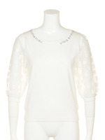 格子フラワーニット