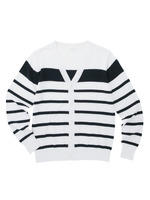 コットン/ビスコース ボーダーカーディガン