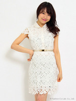 総レース襟付きワンピース【Summer collection】