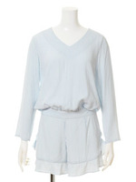 Vネックブラウジングロンパース/SAXxWHT