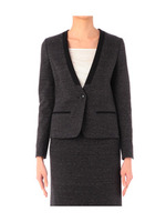 [L]ミックスカラー配色使いジャケット/ブラック(419)