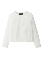 [L]格子デザインジップジャケット/ホワイト(002)