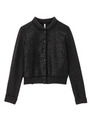 [L]光沢加工ブルゾン風ニットカーディガン/ブラック(619)