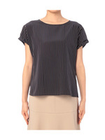 [S]フロントストライプデシンブラウス/ネイビー系(193)