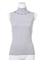 【2ndline】ビジューノースリハイネックニットCL−0374/WH