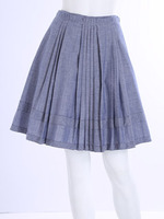 【DUO】 リネンタックプリーツSK/ブルー