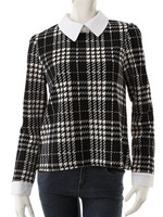 【ECURY】チェックドッキングトップス/ブラック