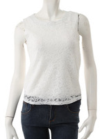 【ECURY】フラワーレースタンクトップ/サックス