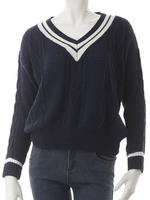 【Edit Sheen】カレッジニットトップス/ネイビー