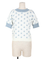 【Fi.n.t】ヨットジャガードアクリルコットン半袖ニットプルオーバー/OFFWHITE