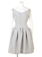 【LADY】オフショルシャンタンドレス/ブラック