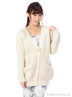 【LIZ　LISA】あぜ編みロングニットカーディガン/ホワイト