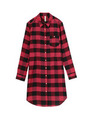 【L】バッファローチェックロングチュニックシャツ/レッド系(262)