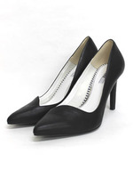 【R&E】美脚カッティングポインテッドトゥヒールパンプス/ブラック