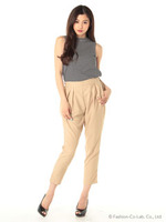 【R】ボーダーバイカラーオールインワン/レッド