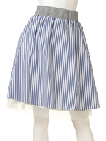 【mystic】ストライプ2WAYスカート/ブル-