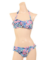 【nuckle market】フラワープリント ブラフリル バンドゥブラ/ピンク