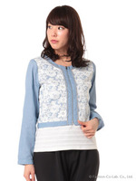 【セシルブック掲載】ボーダータンク付きレースジャケット/ネイビー