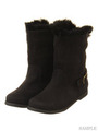 【低反発スポンジ入り】ラビットファーショートブーツ/ブラック