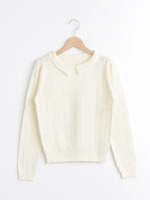 ∞衿付チェック柄プルオーバー/ブラック