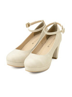 ♭ベルト付パンプス/ブラック