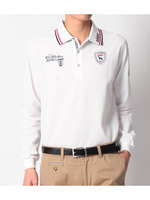 エンブレム調ワッペンポロシャツ風カットソー/ホワイト(001)