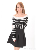 オフショルボーダーニット/ホワイト