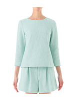 クルーネック七分袖ブラウス/グリーン系(490)