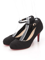 グリッターヒールサテンパンプス/NAVY