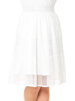 コードレース裾メッシュスカート/オフホワイト