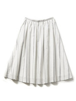 コットンリネン　ストライプスカート/ネイビー